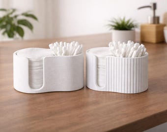 Cotton pad holder & cotton swab organizer | modern bathroom accessory | minimalist bathroom storage | many colors | 3D print
