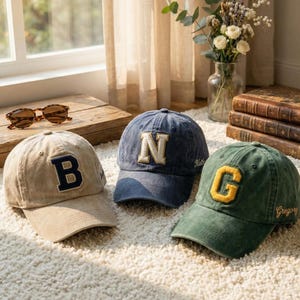 Gorra de béisbol con nombre personalizado, gorra personalizada con inicial bordada, gorra de papá con monograma, regalo