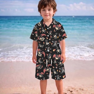 Charizard Charmander Kids Hawaiian Shirt, Flame Tropical Button Up, Funny Summer Beach Outfit