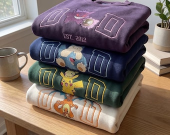 Custom Anime Dad Embroidered Shirt, Personalized PokaDad Character Sweatshirt, Gift for Dad, Anime Father's Day Gift