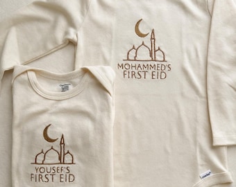tutina personalizzata per il primo Eid per neonati – body Eid con nome ricamato personalizzato – regalo per neonati musulmani