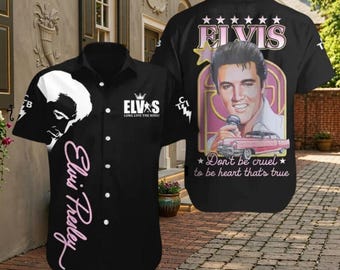 Elvis Presley Button Shirt, King Rock and Roll Hawaii Shirt, Rock Lover Shirt, Retro Music Legend Gift, Vintage Style Elvis Shirt