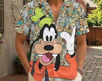 Disney Goofy Button Shirt, Goofy Face Hawaiian Shirt, Disney Movie  Men Shirt, Funny Cartoon Vacation Shirt, Goofy Fan Gift