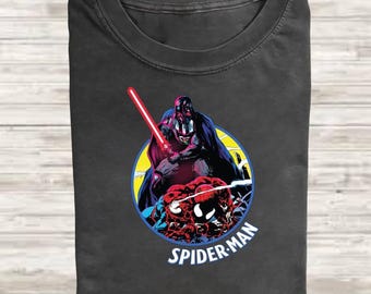 Spider Darth Vader Comfort Colors Shirt, Marvel Comics Tee Shirt, MCU Fan Gift, Star Wars Graphic Shirt, Marvel Trip Tee