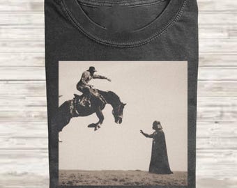 Comfort Colors Star Wars Cowboy Shirt, Vintage Western Sci-Fi Graphic Tee, Darth Vader Riding Horse Apparel, Retro Movie Mashup Gift