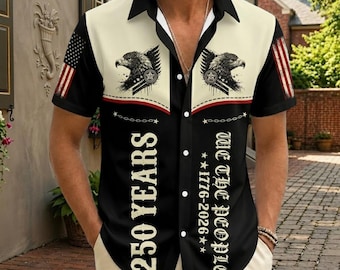 250 Years Of Freedom Button Shirt, America 1776-2026 Hawaii Shirt, 4th July Men Shirt, USA Independence Day Shirt