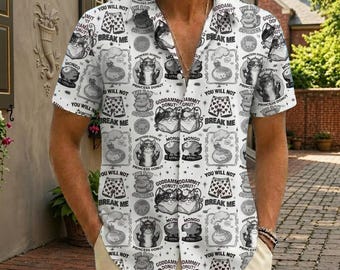 Dungeon Crawler Carl Button Shirt, Princess Donut And Mongo Hawaii Shirt, Dungeon Crawler Carl Tee, Geeky Cat Lover, Bookish Merch