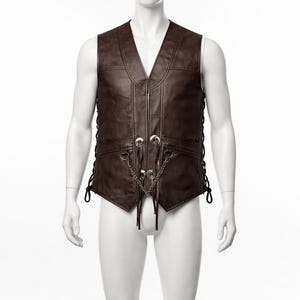 Concho Leather Vest - Etsy