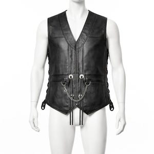 burny saddle leather-vest concho バーニー Concho Western Black Leather Vest - Etsy