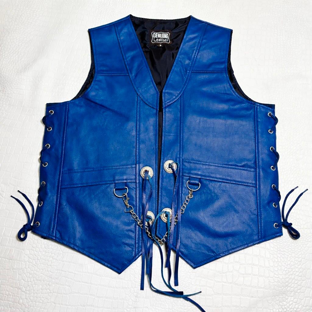 Concho Western Black Leather Vest - Etsy
