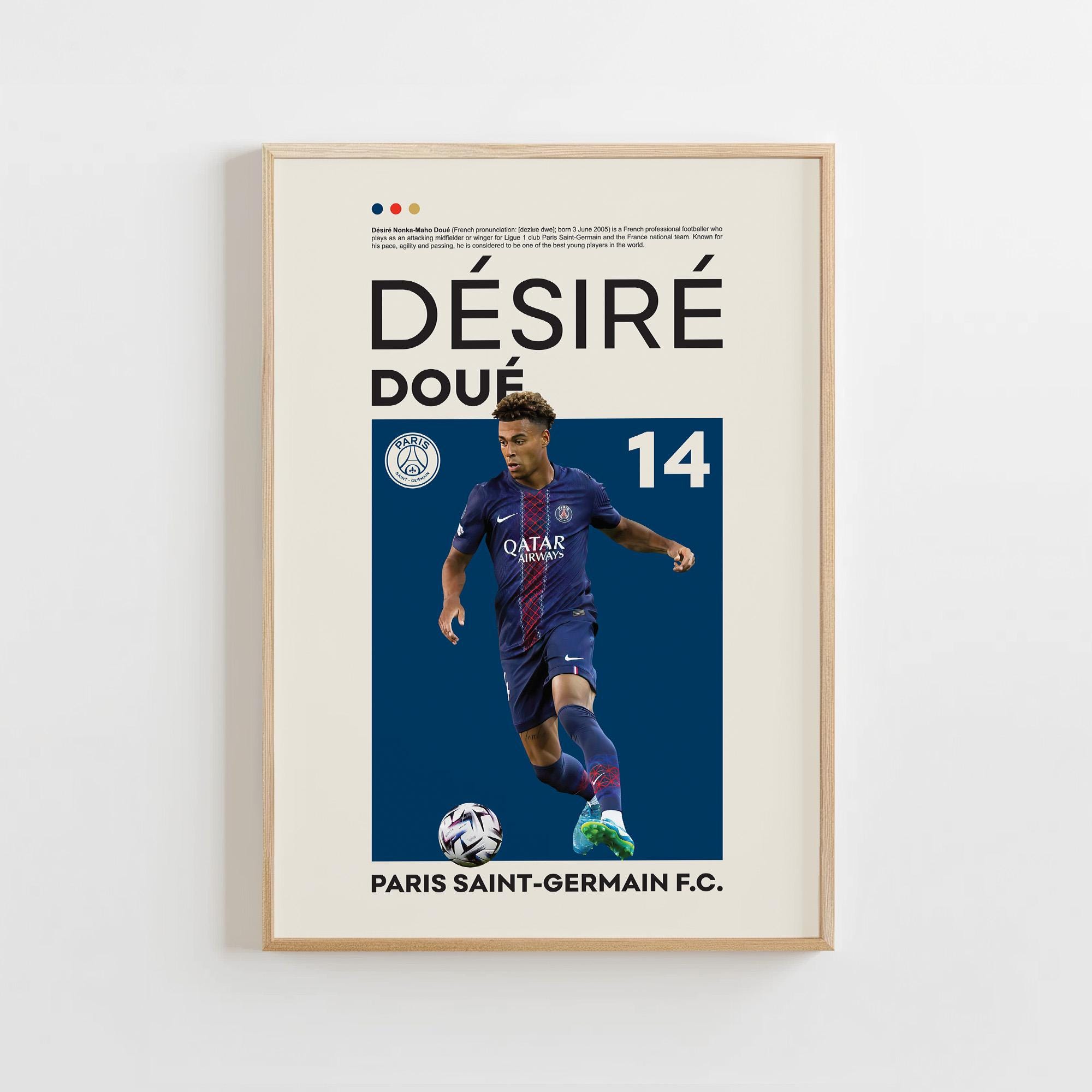 Photo Dédicacée De Désir Doué – Poster Monté – Cadeau Fan PSG – Saison 2024-2025