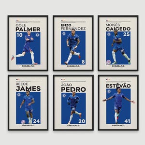 Cole Palmer, Enzo Fernandez, Mosises Caicedo, Reece James, Joao Pedro, Estevao Poster, Football Fan Gift (Digital Download)