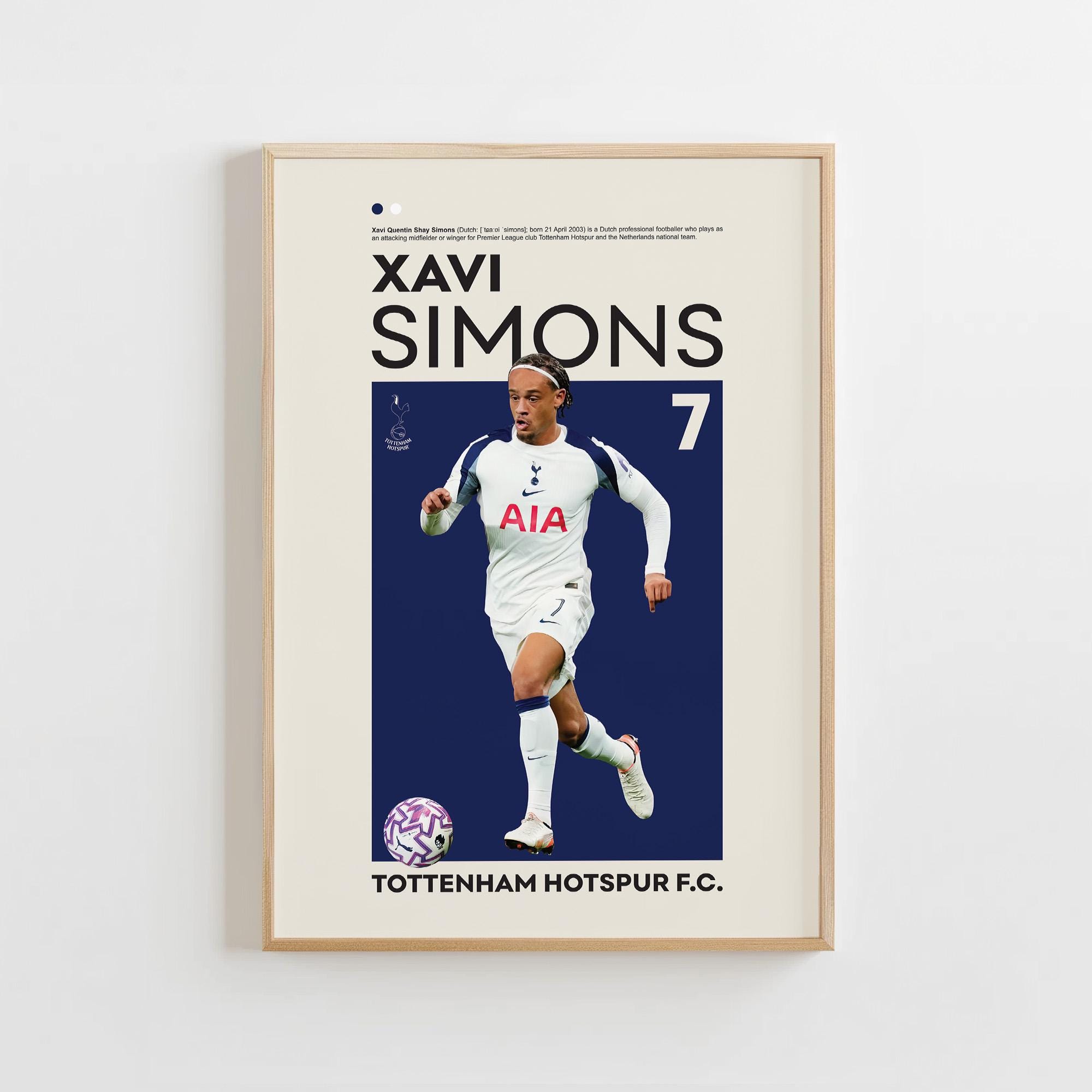 シャビシモンズ直筆サイン入りユニ(額縁付)Xavi Simons証明書 Xavi simons - Etsy 日本