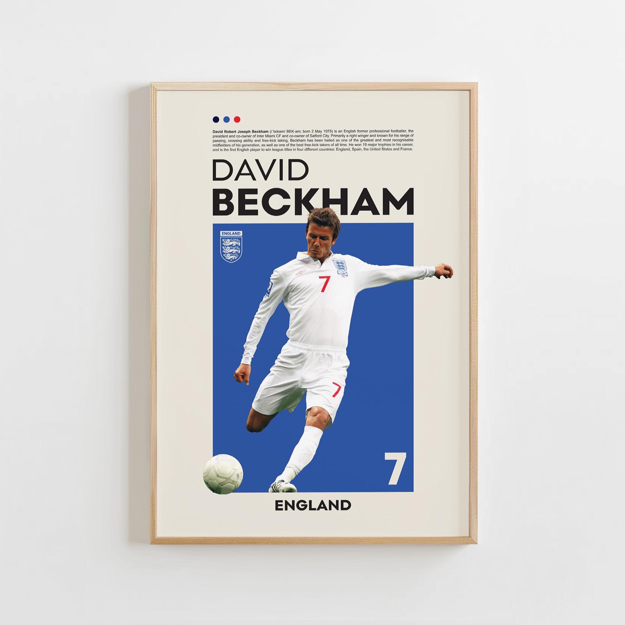 Affiche David Beckham Real Madrid Encadrée – Photo Signée A4 – Collection Football