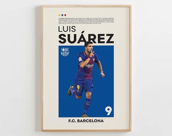 Poster Luis Suarez, cadeau pour fan de football (téléchargement numérique)