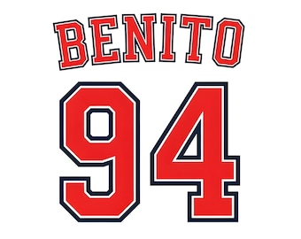 Maglia Benito 94 in stile PNG, carattere rosso Varsity (download digitale)