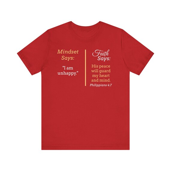 Bible Verse Tee, Faith Message Shirt | Airlume Cotton, Lightweight 4.2 Oz | Philippians 4:7