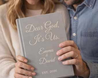 Personalisiertes Gebetstagebuch für ein christliches Paar – „Lieber Gott, wir sind es“ | Mattes Hardcover, Hellgrau, 150 Seiten