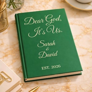 Couple Prayer Book, Personalized Christian Devotional - Green Hardcover, 150 Lined Pages, Custom Names & Year