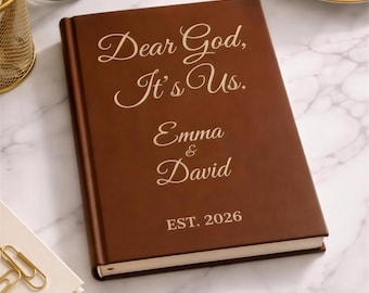 Personalisiertes Gebetstagebuch für christliche Paare | Brauner Hardcover-Einband, 150 Seiten – Lieber Gott, wir sind es, Geschenk für Frischvermählte