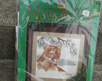 puma stitchery kit natures window 5408 counted cross stitch designs for the needle vintage 1980s factory sealed