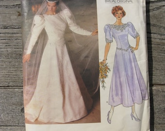 vintage vogue bridal original pattern 1679 size 10 misses 1986 factory folded 1980s fashion princess gown