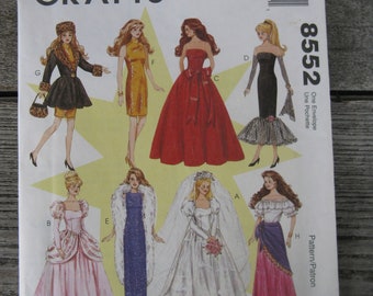 McCalls crafts 8552 barbie doll clothes uncut factory folded 1996 vintage
