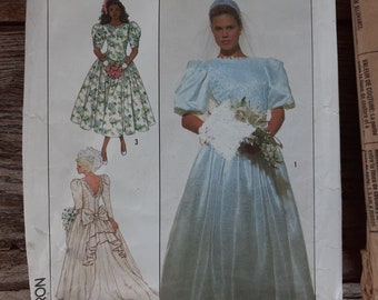 vintage Simplicity 9050 bridal pattern Jessica McClintock size 10 bustle back  factory folded 1980s fashion