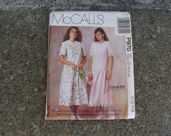 McCalls P970 size D 12 14 16 1980s drop waisted dress uncut factory folded movie wardrobe