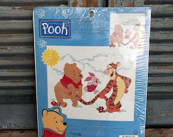 Pooh Counted Cross Stitch kit Jump Rope Disney New Old Stock Winnie the Pooh Cross Stitch Kit DIY Kit