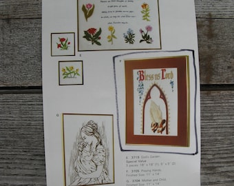 vintage crewel needlework kit artcraft concepts praying hands 1982 Bless Us Lord