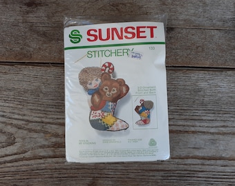 vintage Sunset Stitchery kit Toys in My Stocking 1981 new old stock