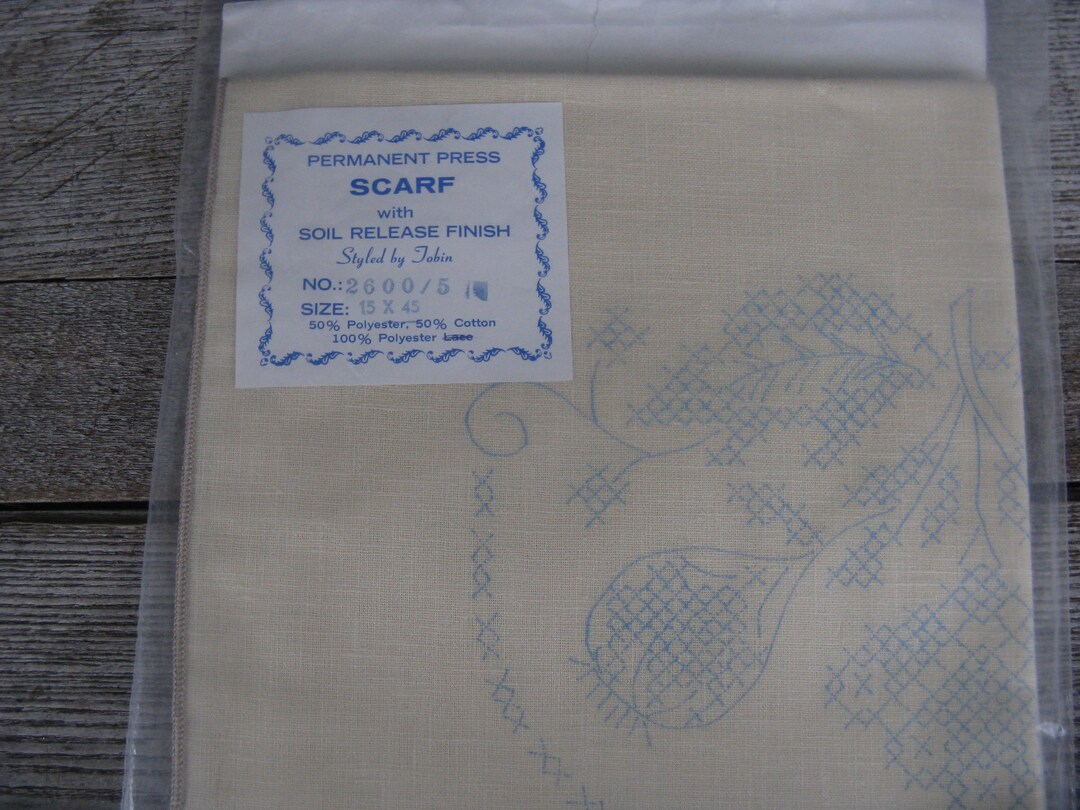 Vintage Tobin Cross Stitch Dresser Scarf Kit 15 by 45 Inches Poly