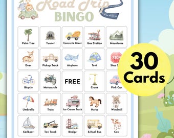 Tarjetas de Bingo para Viajes por Carretera / Juego de Viaje para Niños / Actividad sin Pantallas (Descarga Digital)