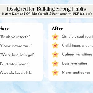 Toddler Routine Chart Printable, Kids Visual Schedule Cards, Morning ...