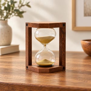 15 Minute Glass Hourglass, Framed Sand Timer, Retro Desk Decor, Kitchen Timer, Vintage Style Home Office Ornament
