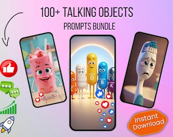100+ Talking Objects Prompts Bundle | Viral Video Creator Guide (Instant Download)