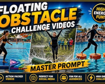 Floating Obstacle Challenge Videos – Master Prompt | Google Veo 3, Omni AI, Waterpark Challenge Prompt | Viral AI Video Generator