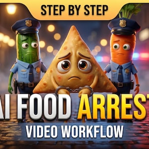 AI Food Arrest Video Arbeitsablauf | 5-Szenen Gerichtsverfahren (Digitaler Download)