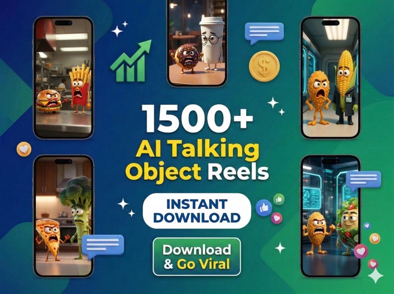1500+ AI Talking Objects Reels Bundle, Viral Faceless Instagram Reels ...