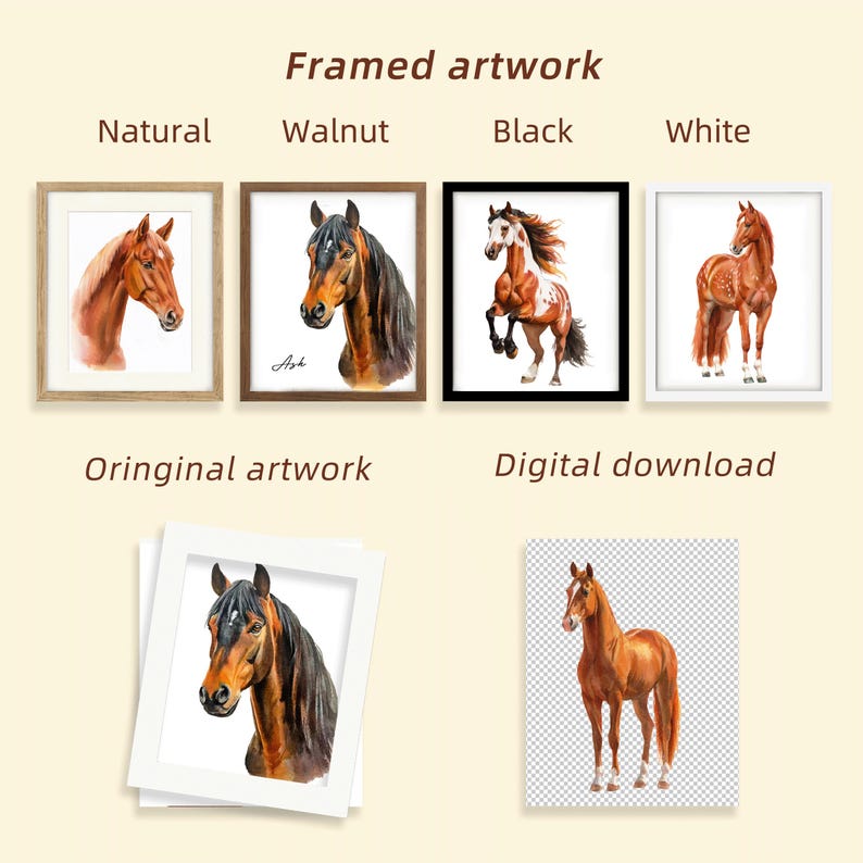 Custom Watercolor Horse Portrait Personalized Hand-Painted Equestrian Art Original No AI Painting Gift for pet Horse Memorial Art image 10