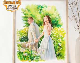 Proposal Portrait from Photo, Custom Couple Watercolor Portrait, Engagement Gift, Hand Painted Proposal Painting Wedding or Anniversary Gift