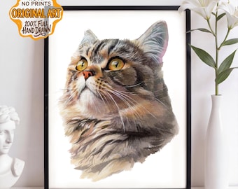 Custom Cat Portrait from Photo Hand Painted Watercolor Pet Portrait No AI Personalized Pet Memorial Gift Pet Gift Handmade Animal Painting