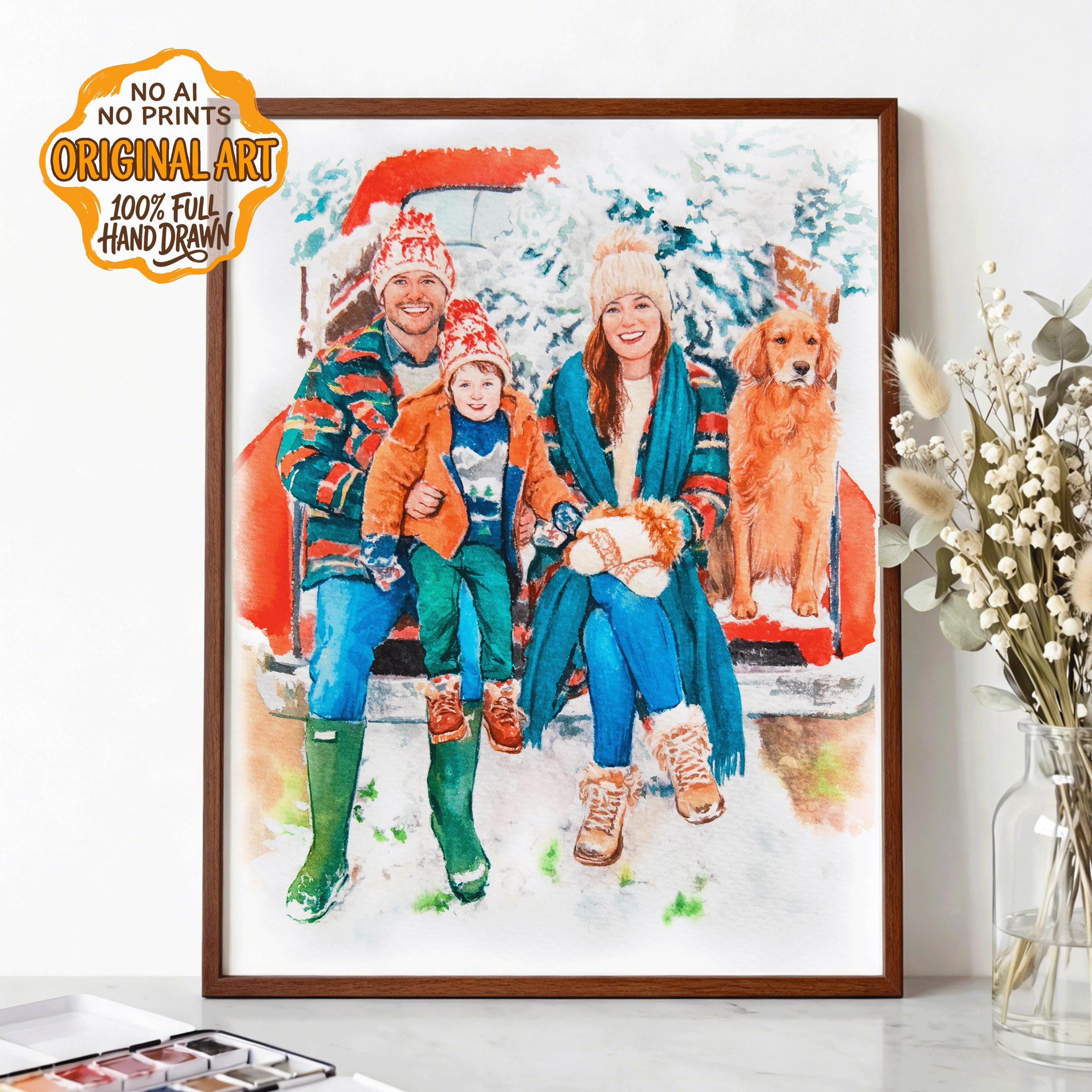 Custom Family Portrait Watercolor Hand Painted Original Artwork From ...