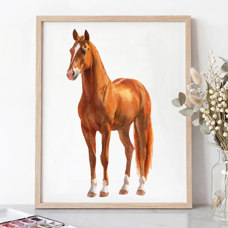 Custom Watercolor Horse Portrait Personalized Hand-Painted Equestrian Art Original No AI Painting Gift for pet Horse Memorial Art image 4