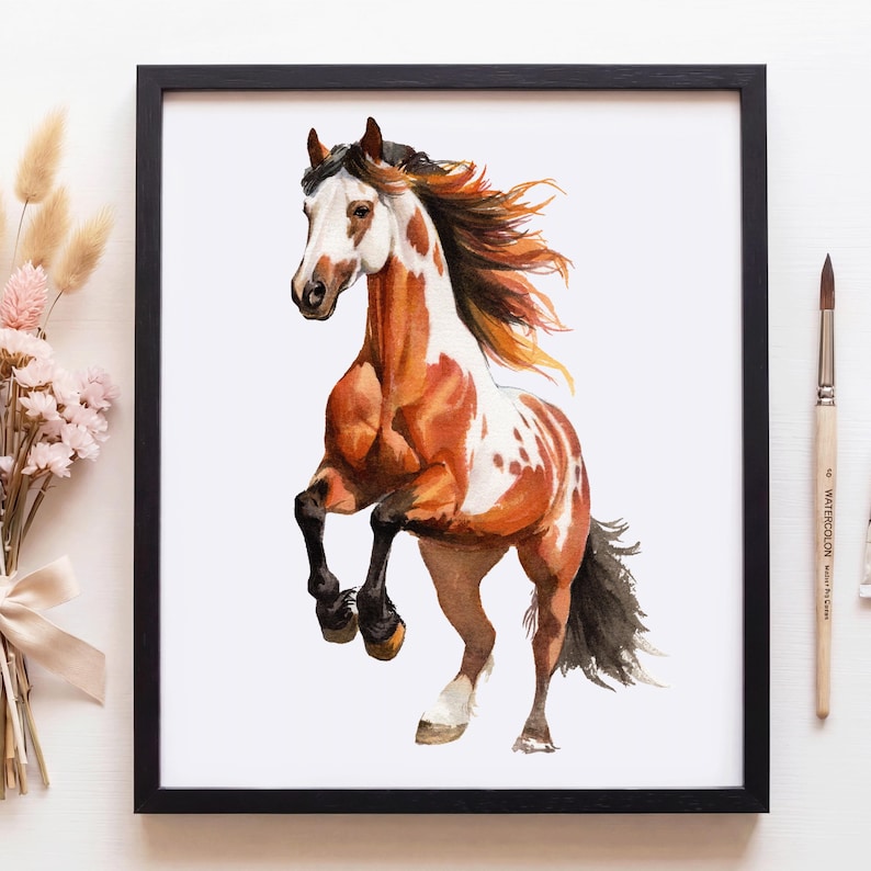 Custom Watercolor Horse Portrait Personalized Hand-Painted Equestrian Art Original No AI Painting Gift for pet Horse Memorial Art image 7