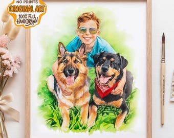 Personalisiertes Aquarell Haustier Portrait, Hunde Katze Portrait, Haustier Portrait in Aquarell, Tierportrait ohne AI
