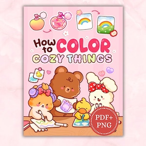 How to Color Cozy Things Workbook, Alcohol Marker Blending Practice (PDF+PNG)