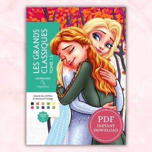 Mystery Coloring Book. Disney cartoons color by number pages. Digital coloring book for adults.