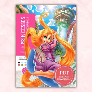 Disney Princesses Mystery Coloring vol2. Color by number book for adults and kids. Digital coloring pages.